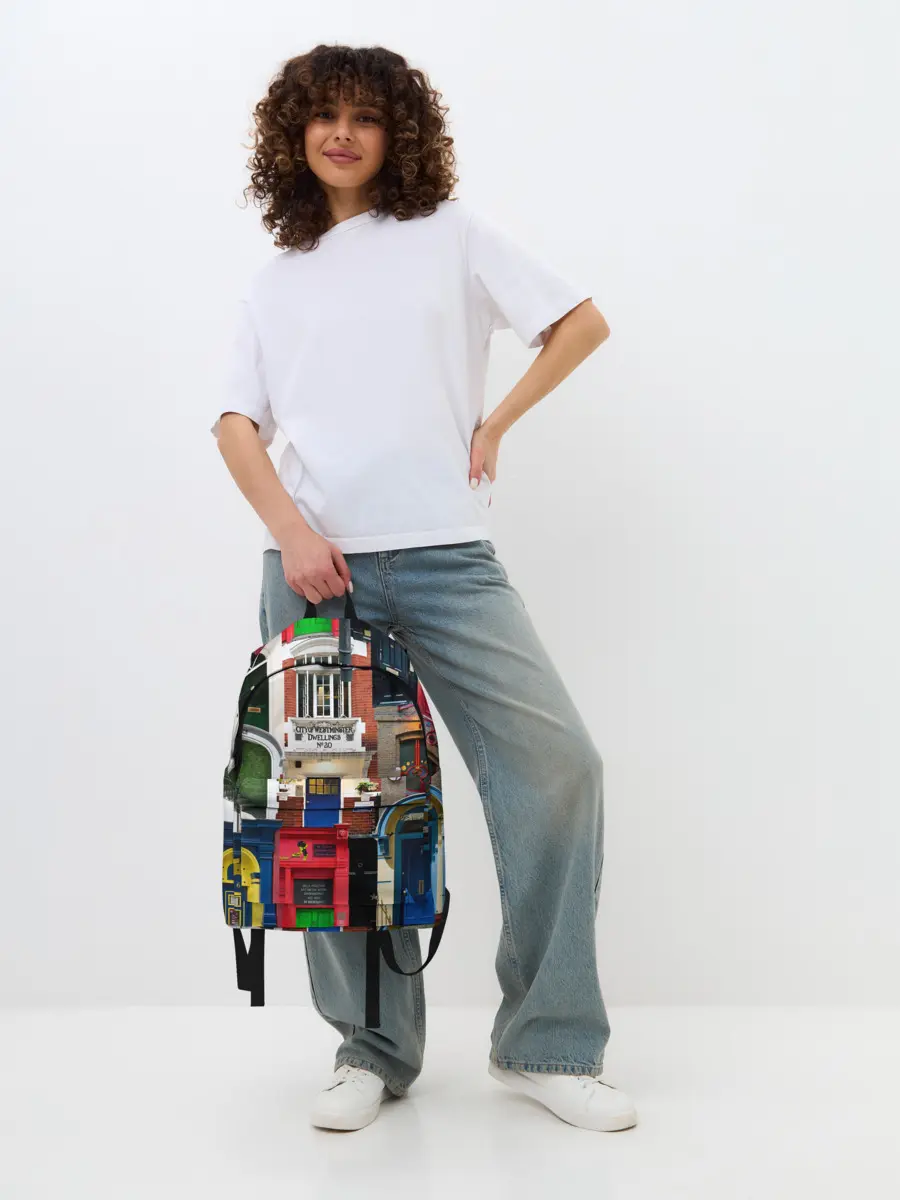 Рюкзак джинсовый / London doors цифровой коллаж