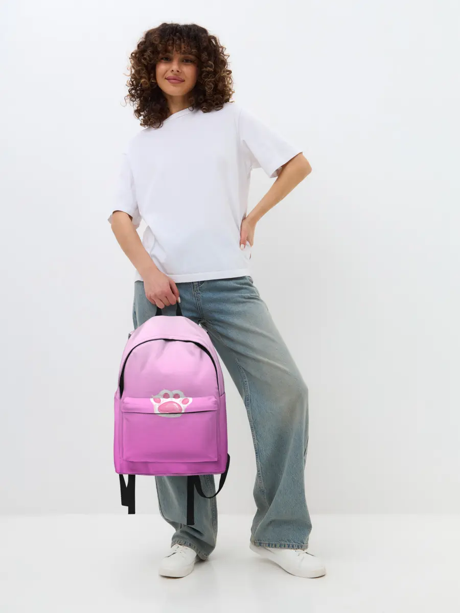 Рюкзак джинсовый / Розовая лапка с подушечками