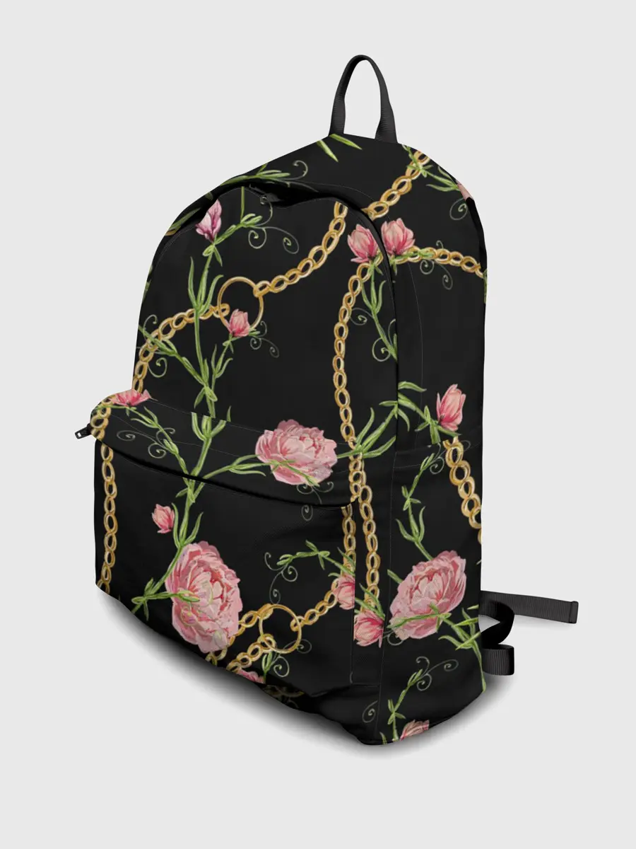 Рюкзак джинсовый / Золотая цепь и розы