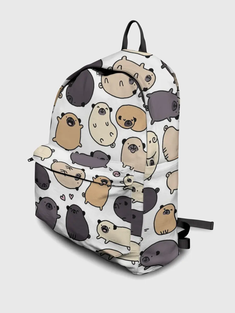 Рюкзак джинсовый / Милые мопсы