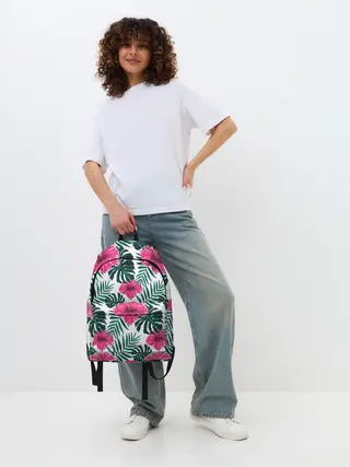 Рюкзак джинсовый / Гавайский гибискус