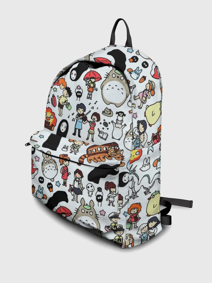 Рюкзак джинсовый / Персонажи Миядзаки паттерн