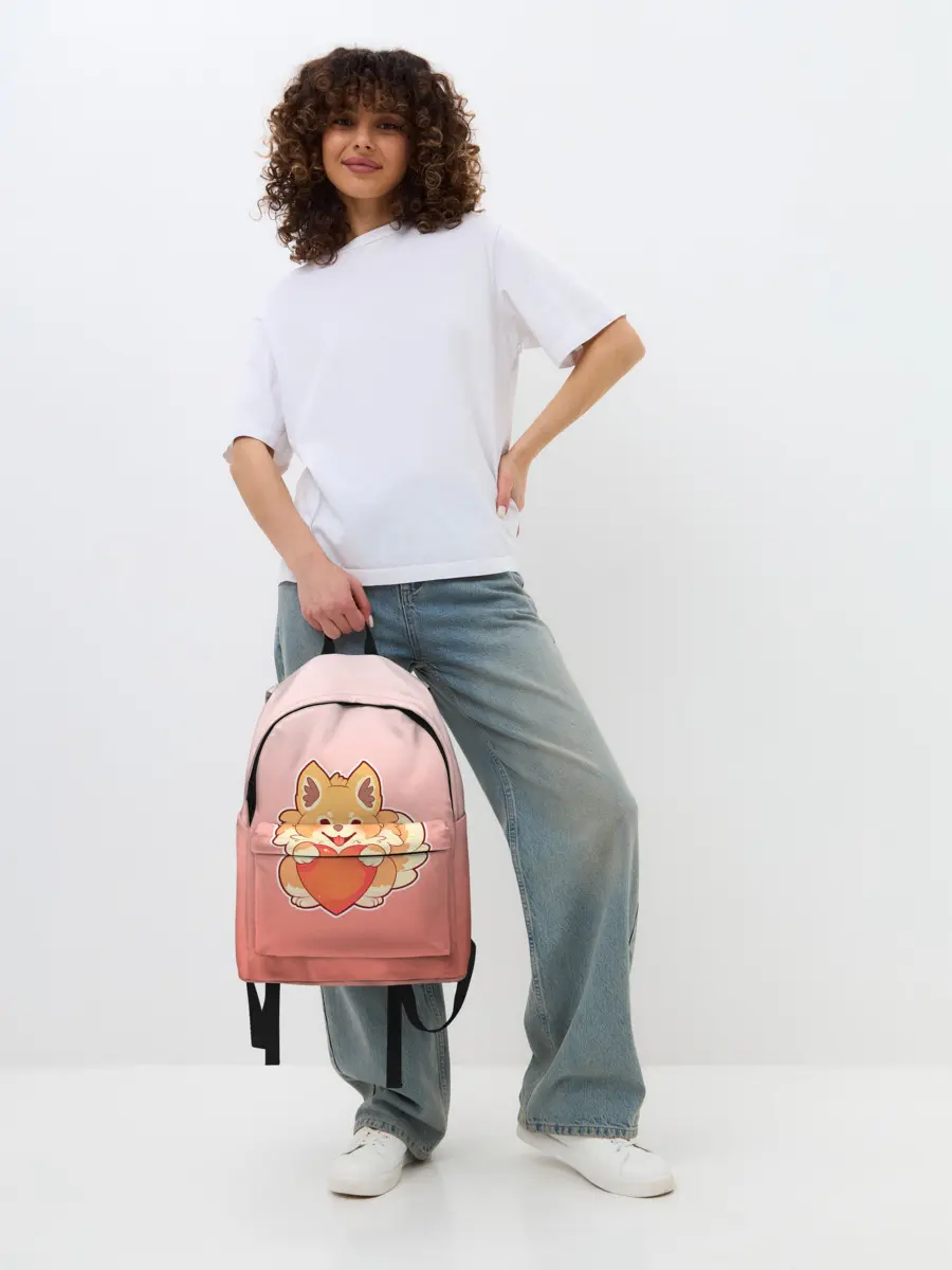 Рюкзак джинсовый / Собака корги сердечко милота