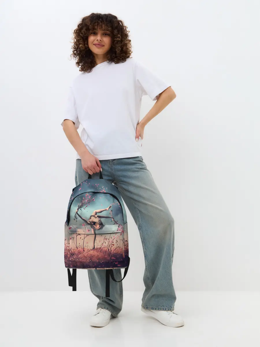 Рюкзак джинсовый / Танцующая с цветами ведьма