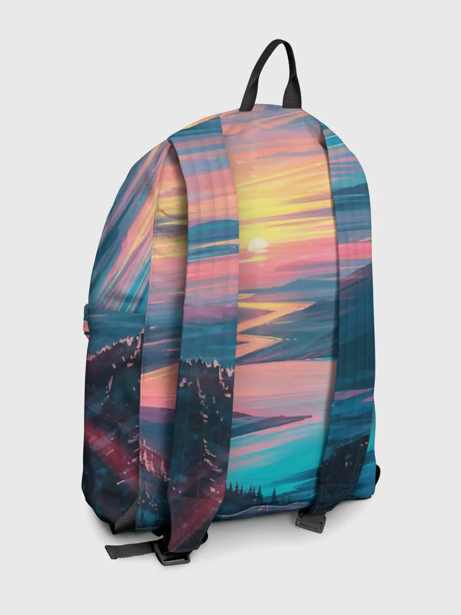 Рюкзак джинсовый / Извилистая река закат природа