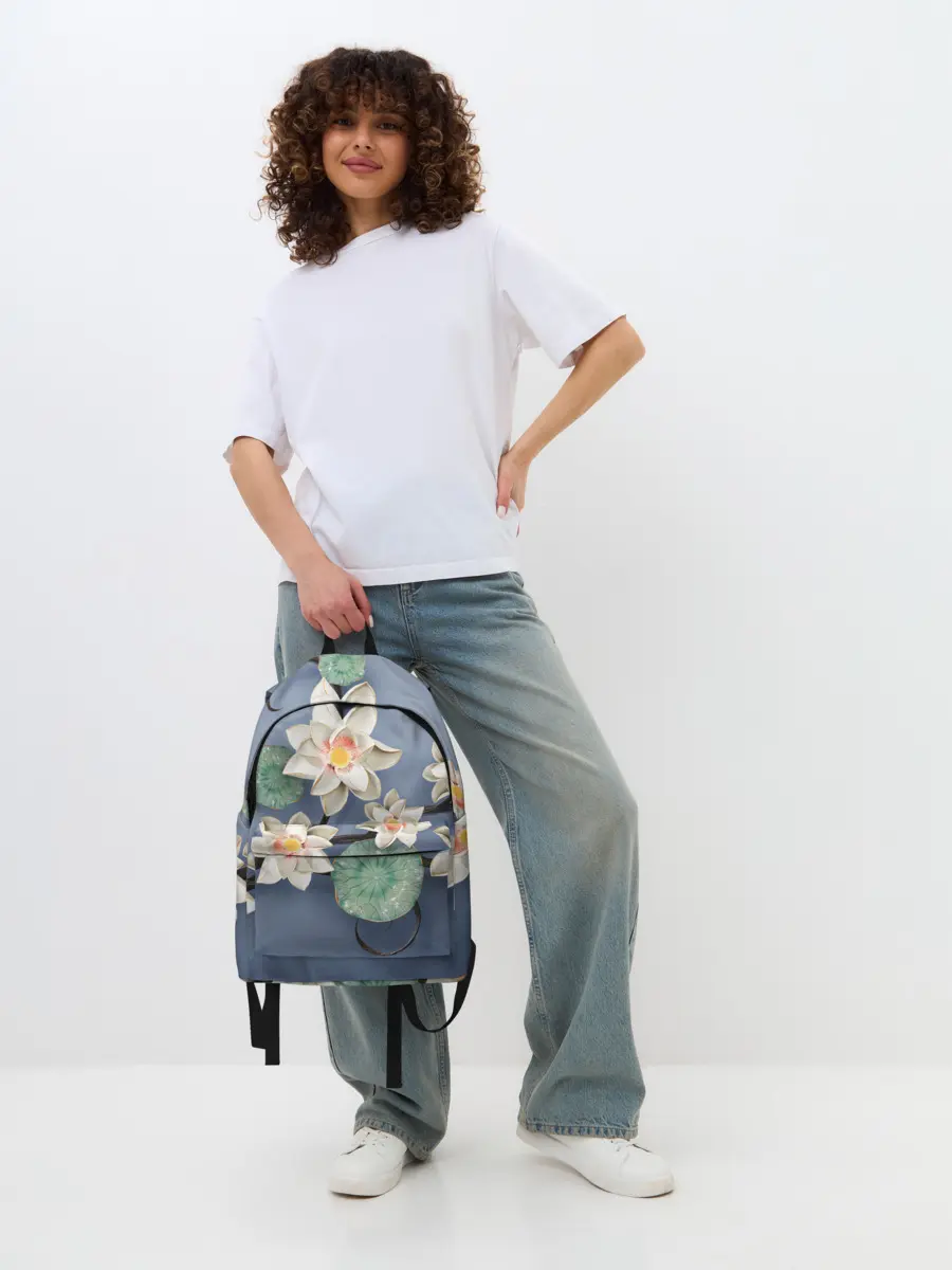 Рюкзак джинсовый / 3D стеклянные цветы