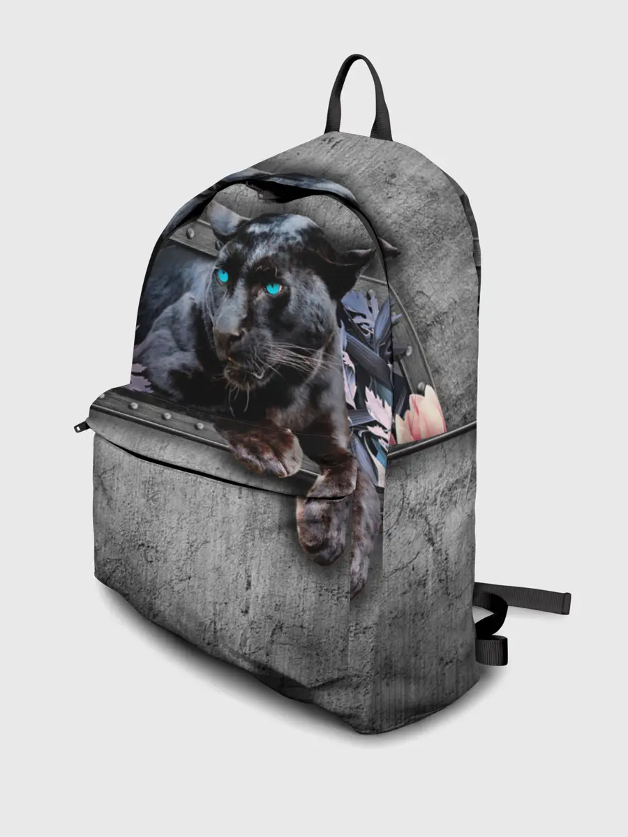 Рюкзак джинсовый / Пантера и цветы