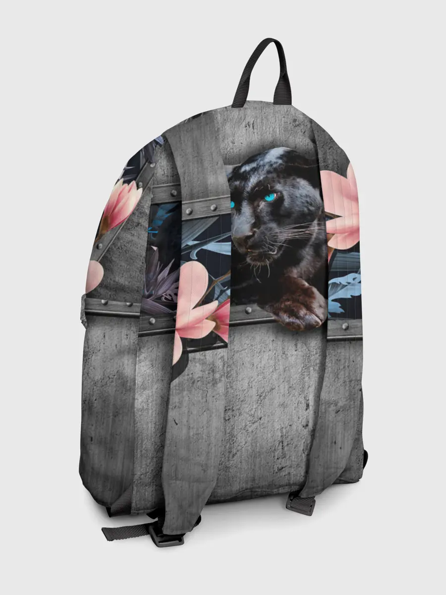 Рюкзак джинсовый / Пантера и цветы