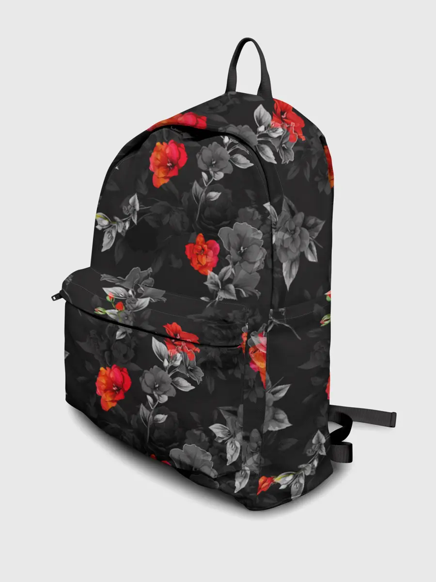 Рюкзак джинсовый / Красные цветы