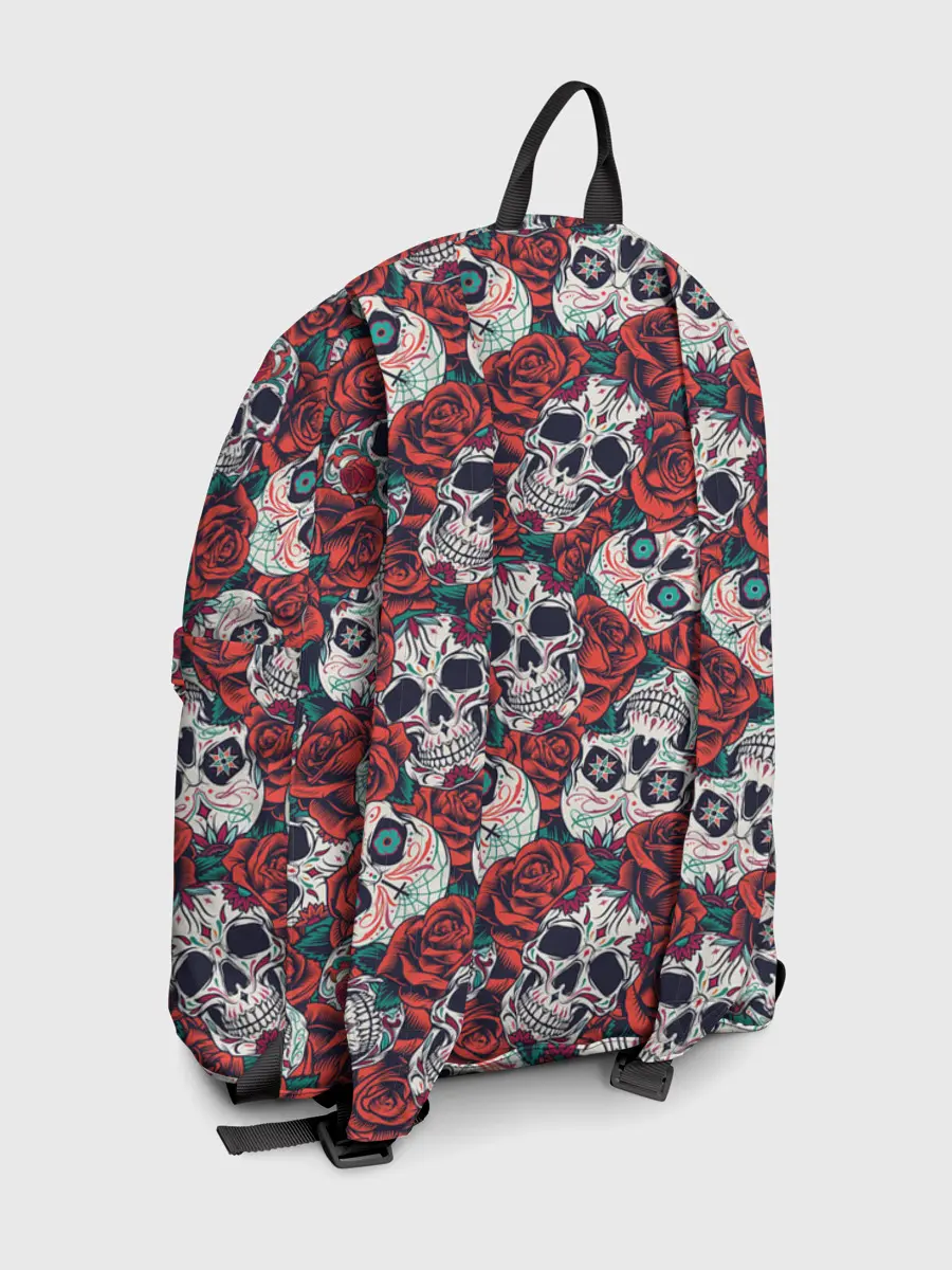 Рюкзак джинсовый / Тату черепа и розы