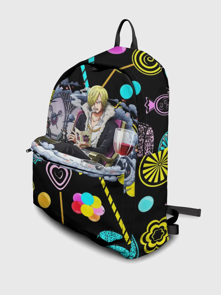 Рюкзак джинсовый / Винсмок Санджи. Фон со сладостями