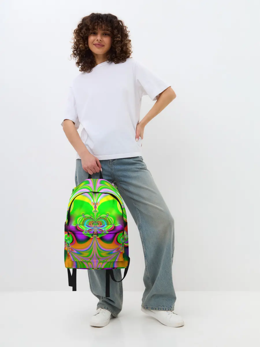 Рюкзак джинсовый / КИСЛОТНЫЙ ФРАКТАЛ ГЕОМЕТРИЯ