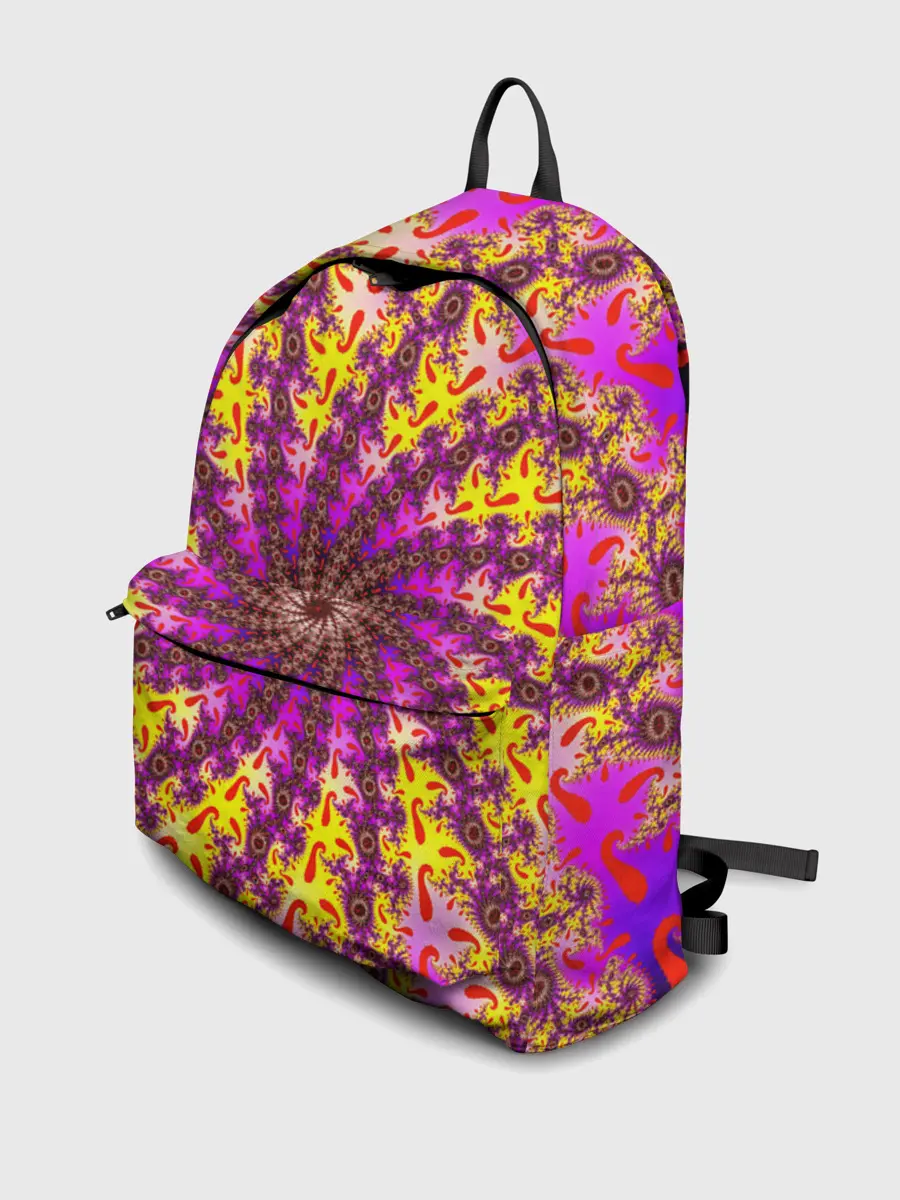 Рюкзак джинсовый / НЕОНОВЫЙ РОЗОВЫЙ ФРАКТАЛ