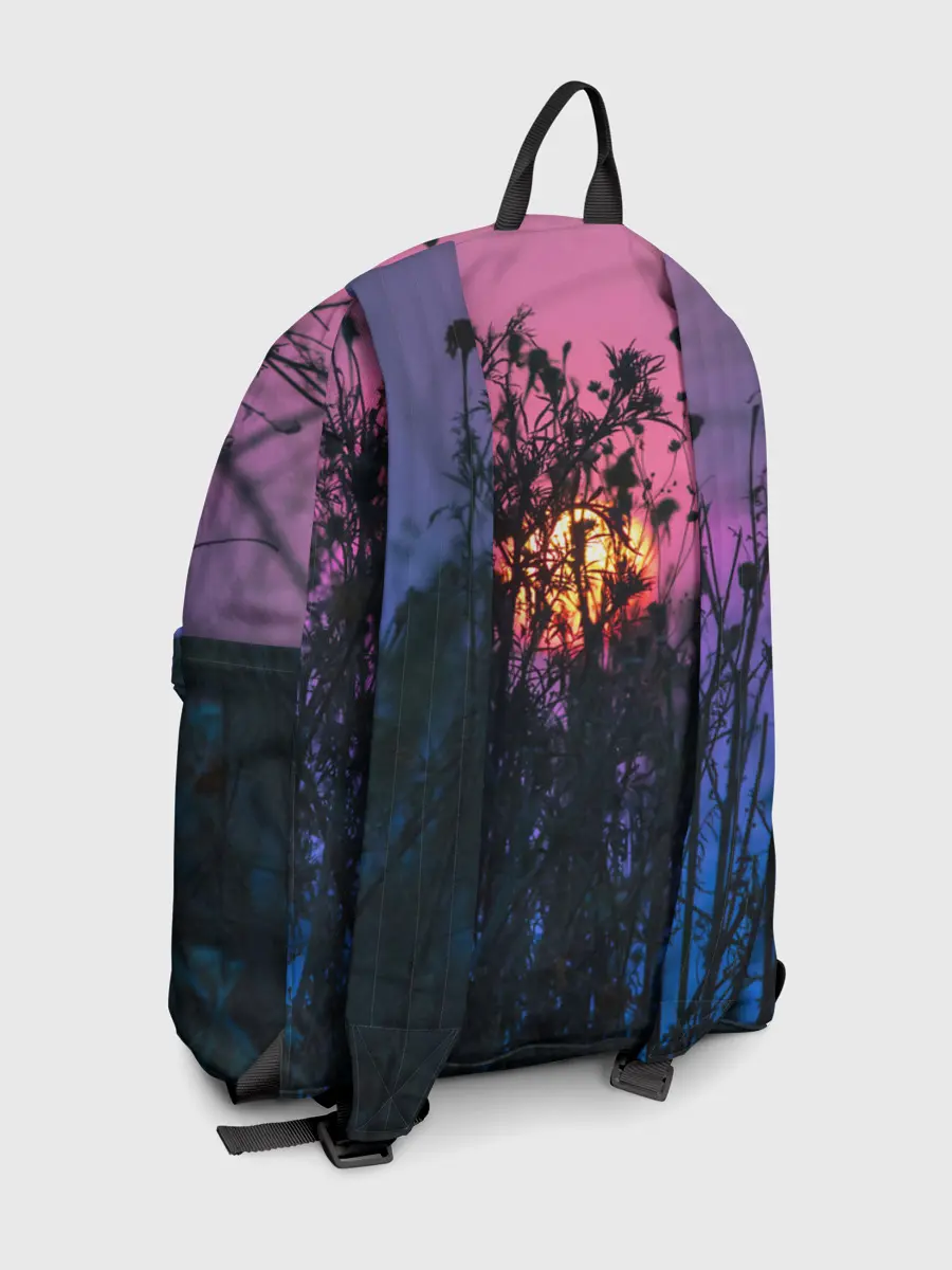 Рюкзак джинсовый / Трава растения закатный свет