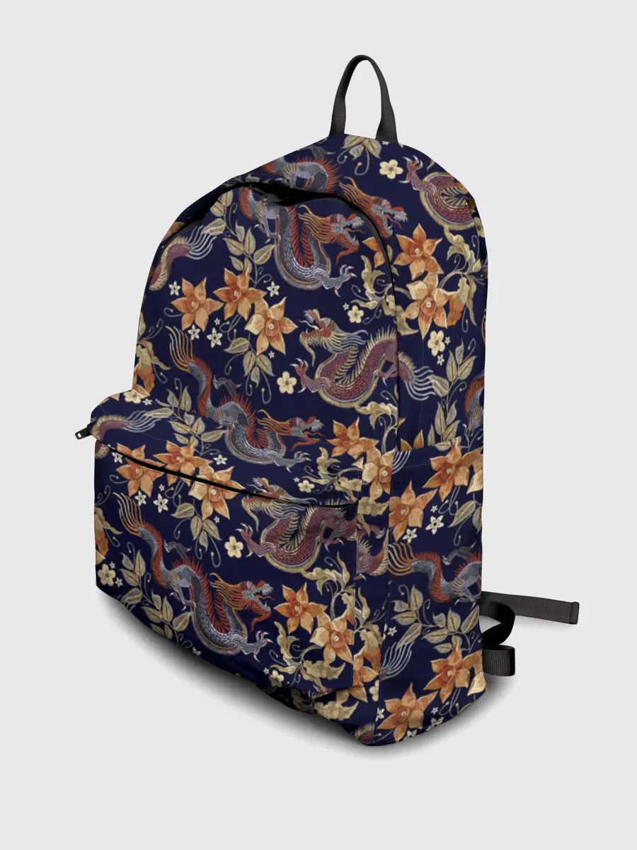 Рюкзак джинсовый / Драконы и цветы