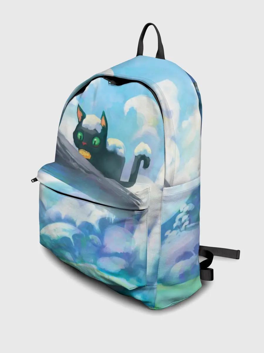 Рюкзак джинсовый / Снежный котенок