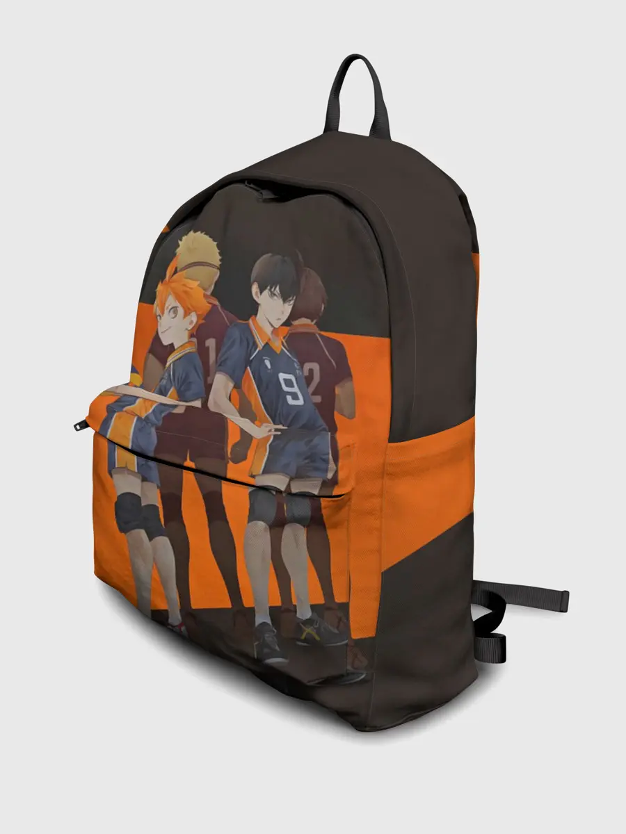 Рюкзак джинсовый / Karasuno оранжевая полоса