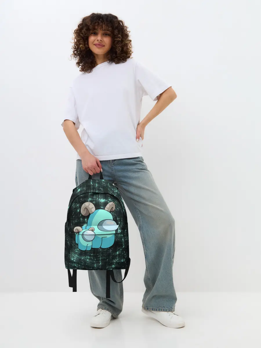 Рюкзак джинсовый / AMONG US - С РОЖКАМИ