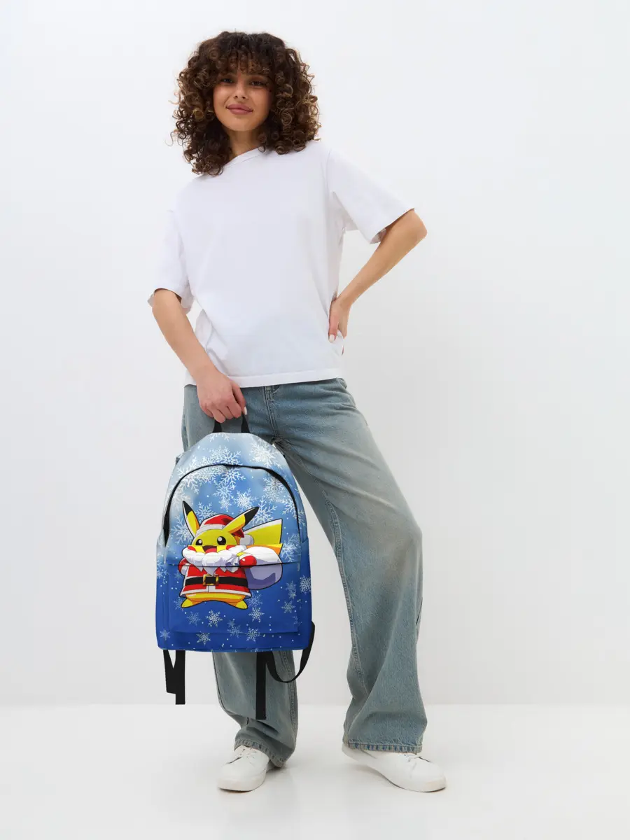 Рюкзак джинсовый / НОВОГОДНИЙ ПИКАЧУ