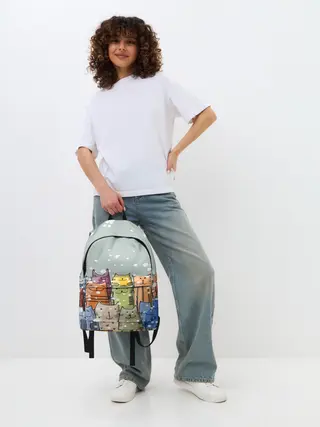 Рюкзак джинсовый / Котики