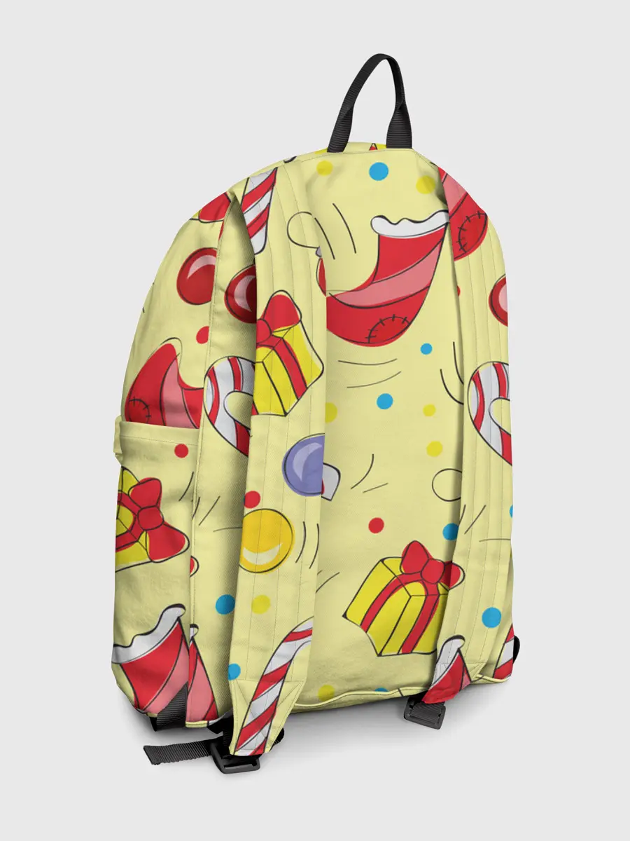 Рюкзак джинсовый / Новогодний узор на желтом фоне