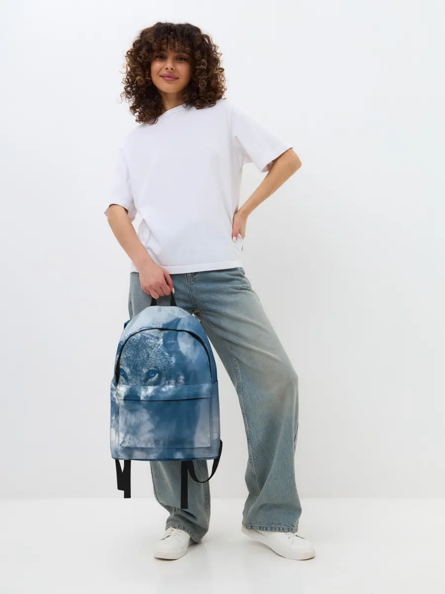 Рюкзак джинсовый / Красивый волк