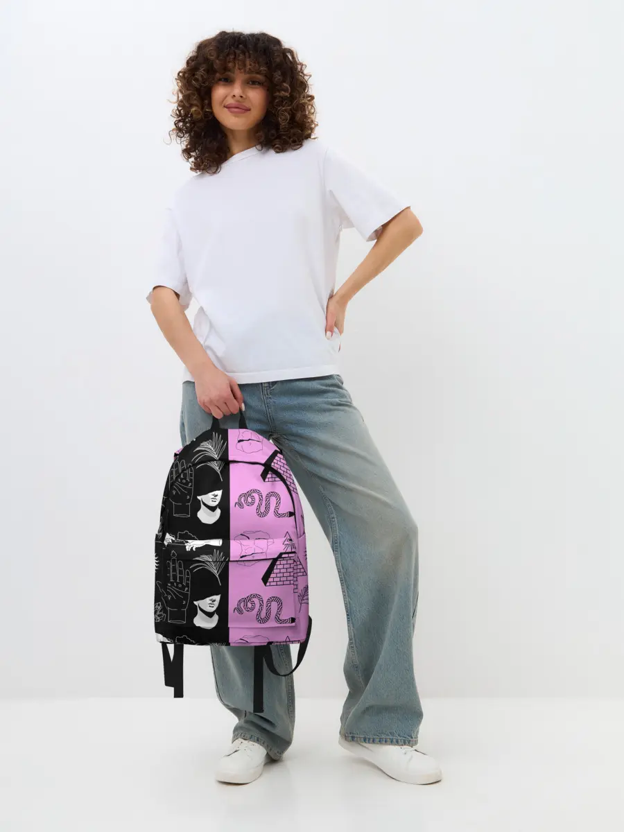 Рюкзак джинсовый / руки, статуи