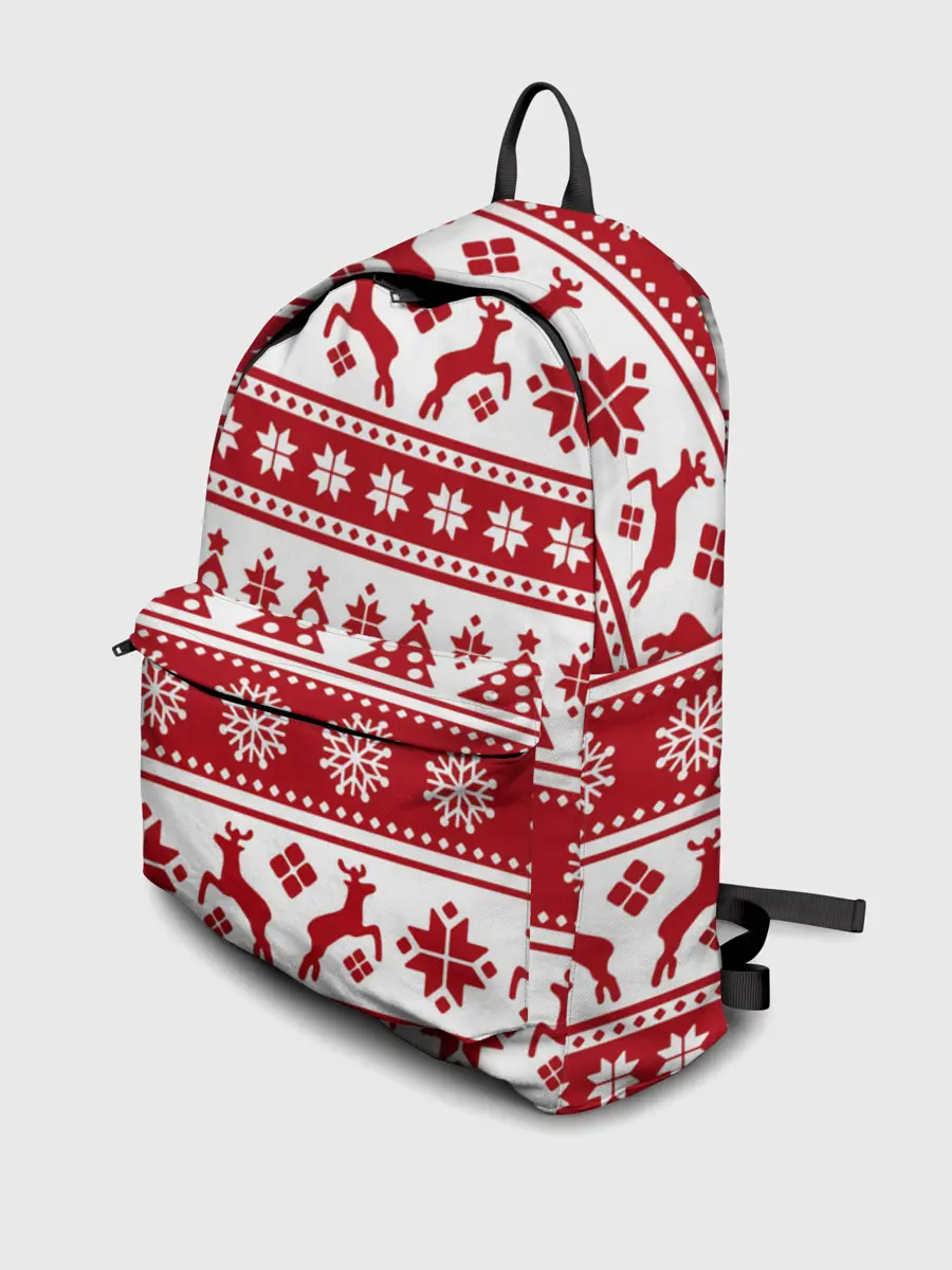 Рюкзак джинсовый / Новый Год | Олени и снежинки