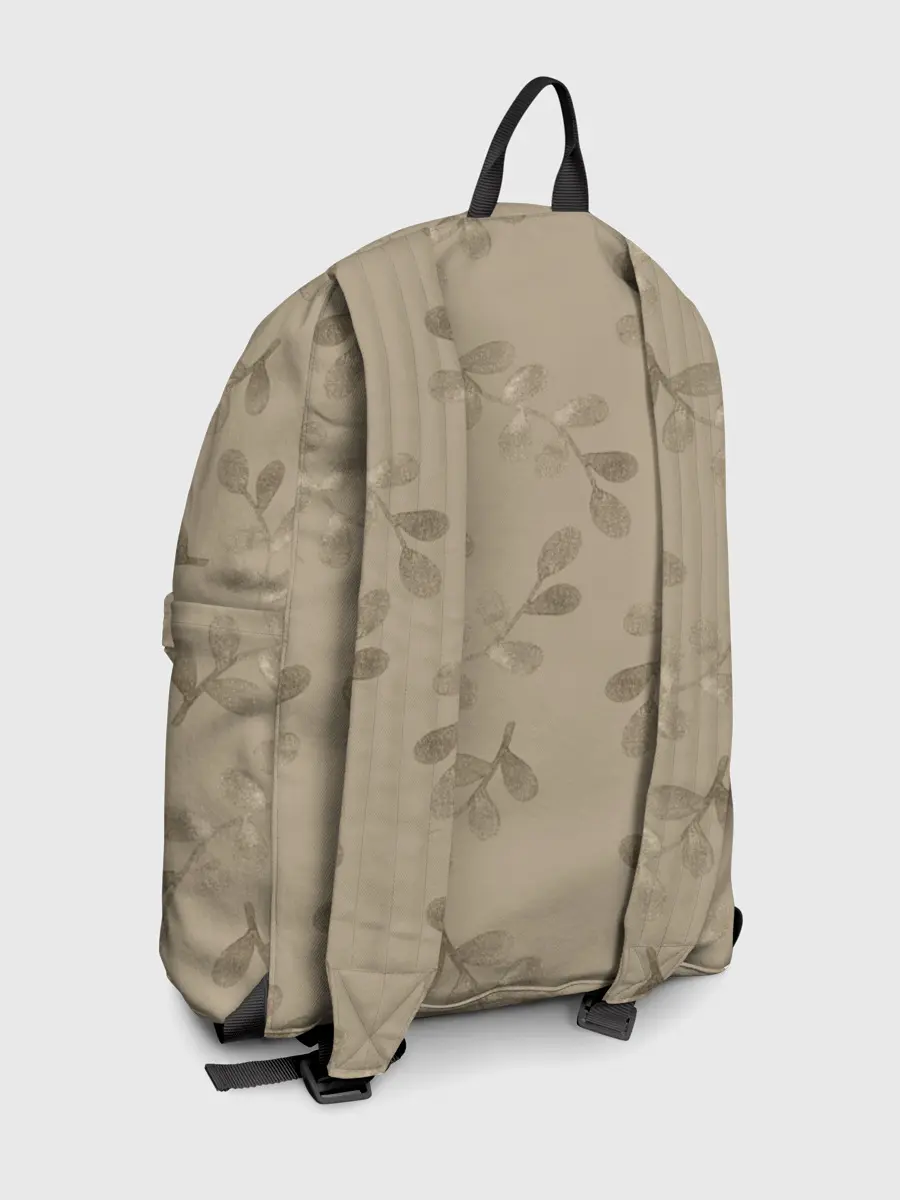 Рюкзак джинсовый / Листья на бежевом фоне