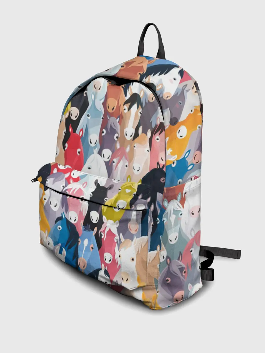 Рюкзак джинсовый / цветные лошади