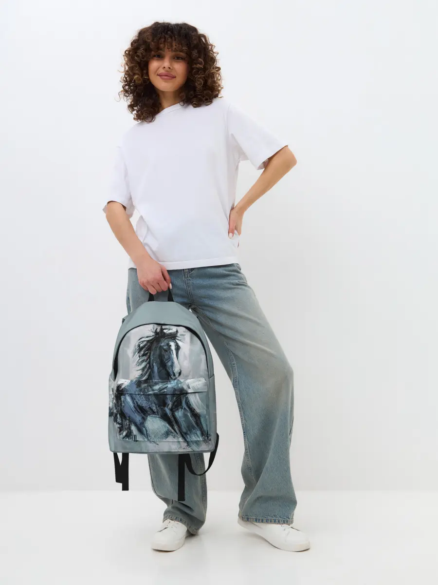 Рюкзак джинсовый / нарисованный конь