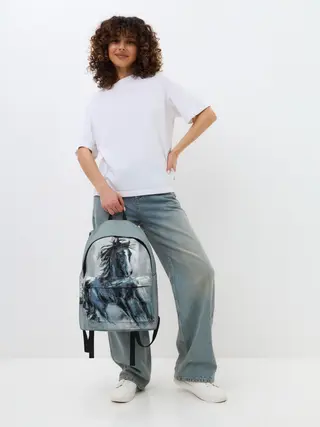 Рюкзак джинсовый / нарисованный конь