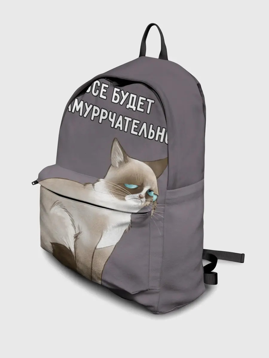 Рюкзак джинсовый / Грустный кот