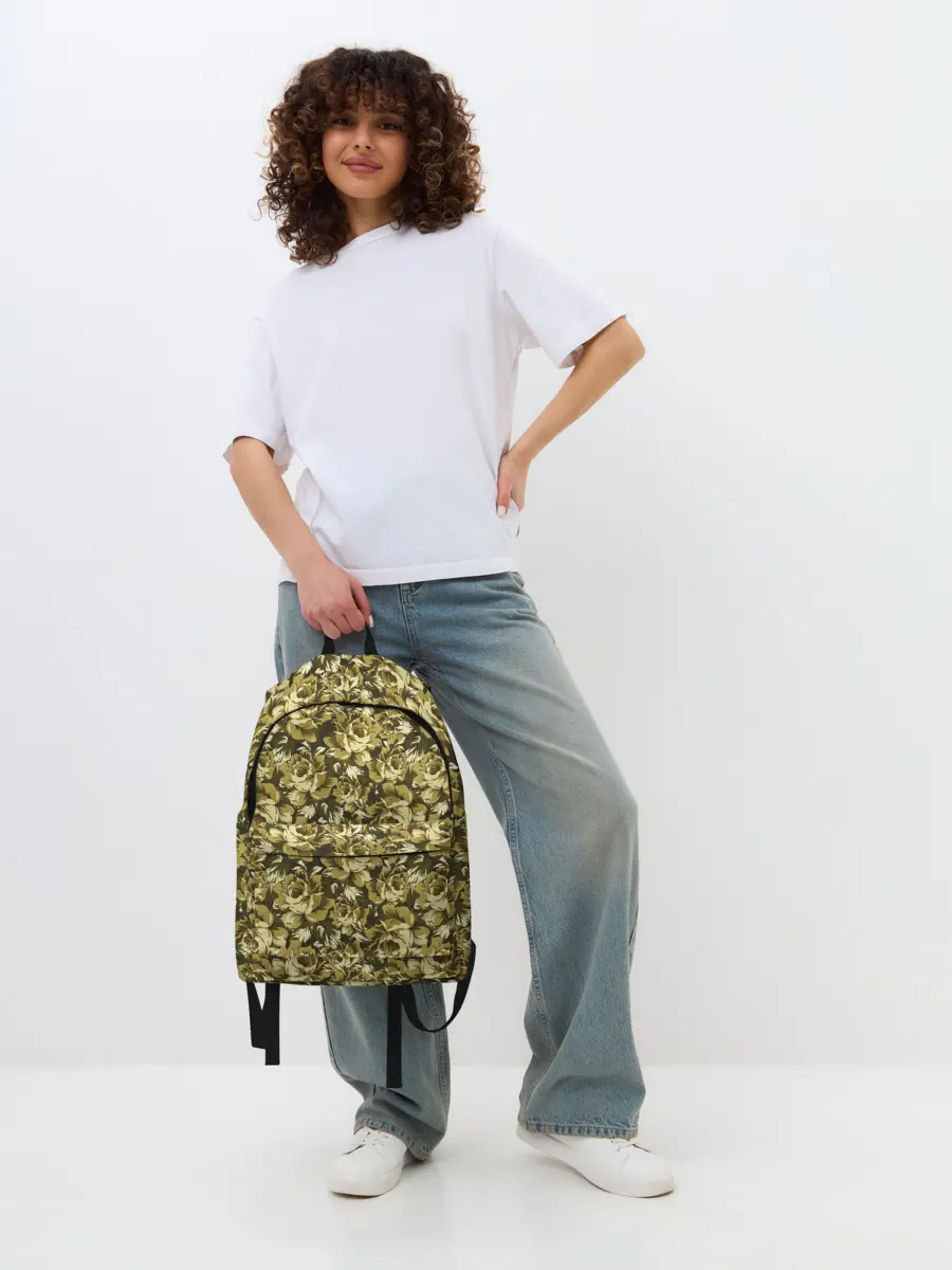 Рюкзак джинсовый / Золотой камуфляж из роз