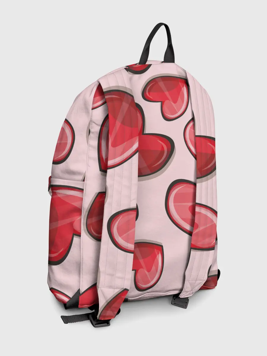 Рюкзак джинсовый / Узор Сердечки для влюбленных