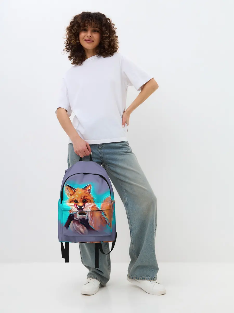 Рюкзак джинсовый / Лиса с кофе