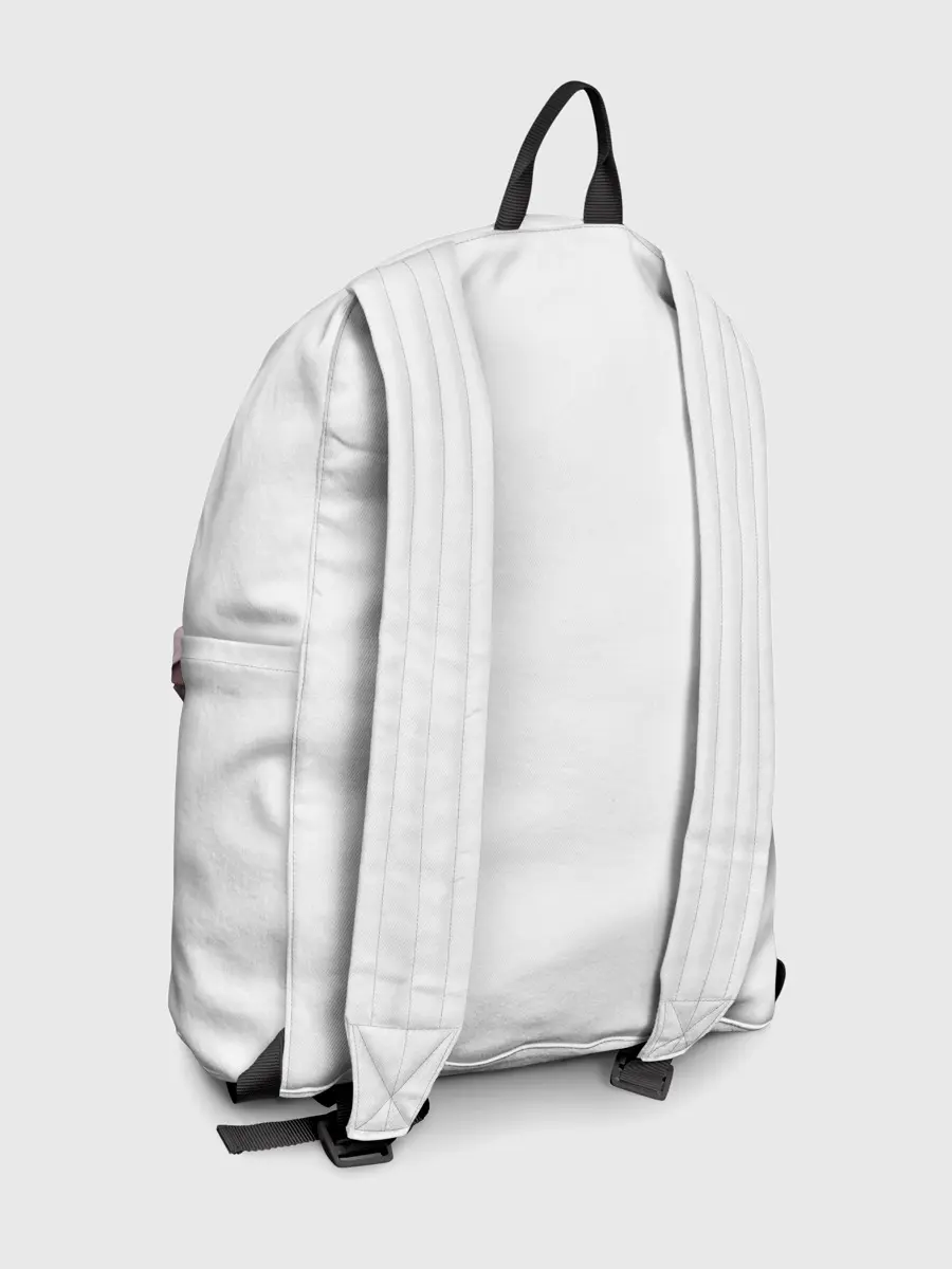 Рюкзак джинсовый / Пауэр скучает на белом фоне