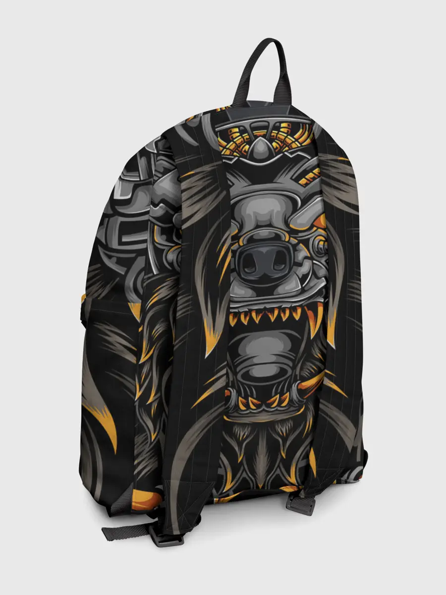 Рюкзак джинсовый / Хищный лев киборг