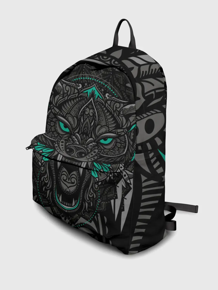 Рюкзак джинсовый / Рисунок волк