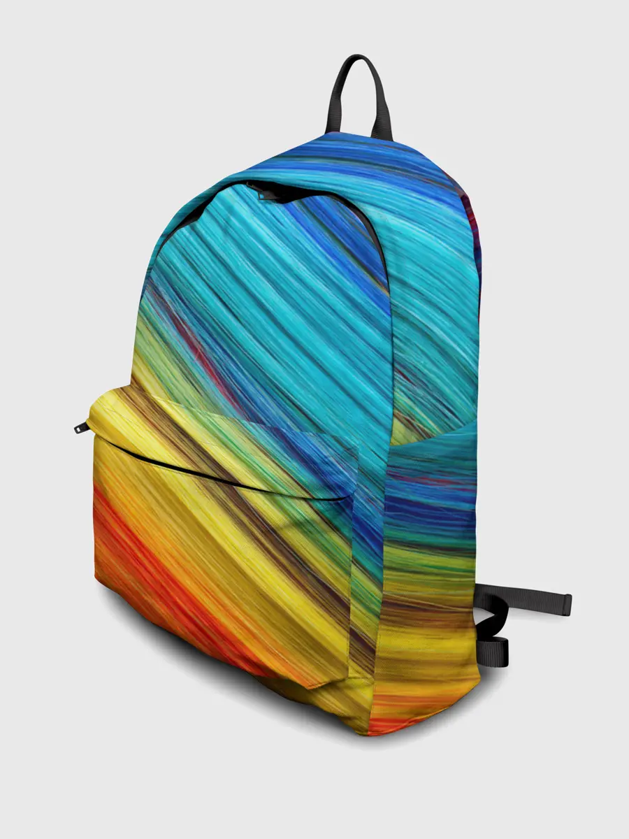 Рюкзак джинсовый / цветной мех диагональ