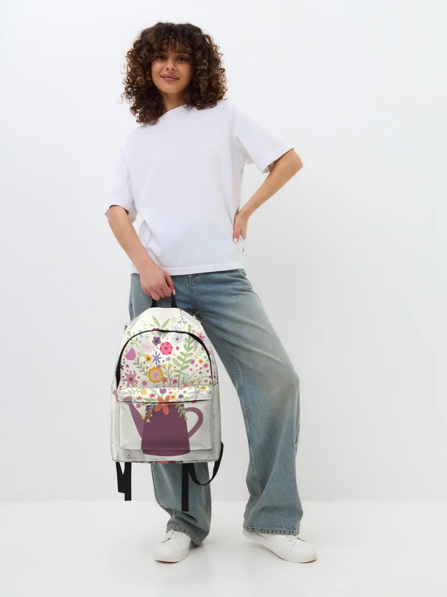 Рюкзак джинсовый / Цветы в чайнике