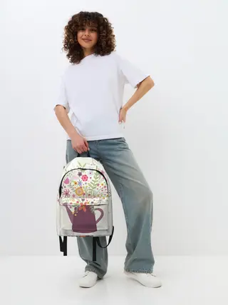 Рюкзак джинсовый / Цветы в чайнике