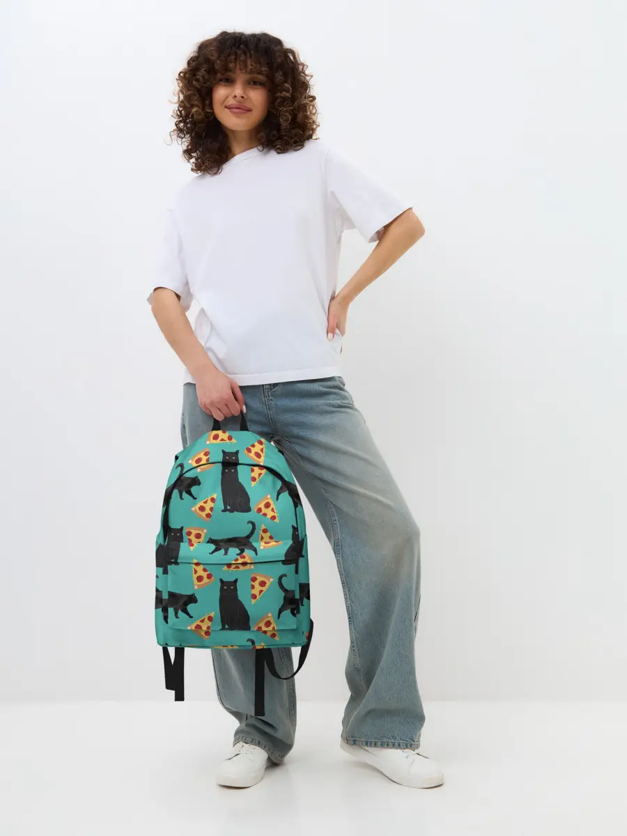 Рюкзак джинсовый / Котики и Пиццы