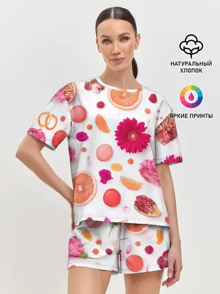 Женская пижама с шортами / Фрукты