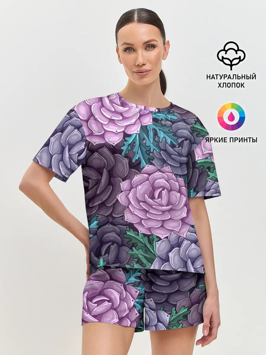 Женская пижама с шортами / Цветы