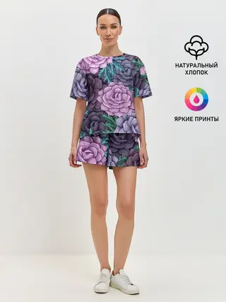 Женская пижама с шортами / Цветы