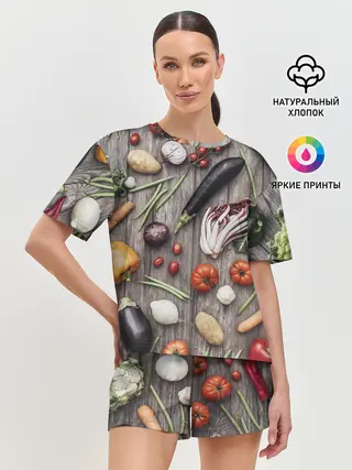 Женская пижама с шортами / Еда