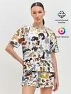 Женская пижама с шортами / Котоколлаж 03