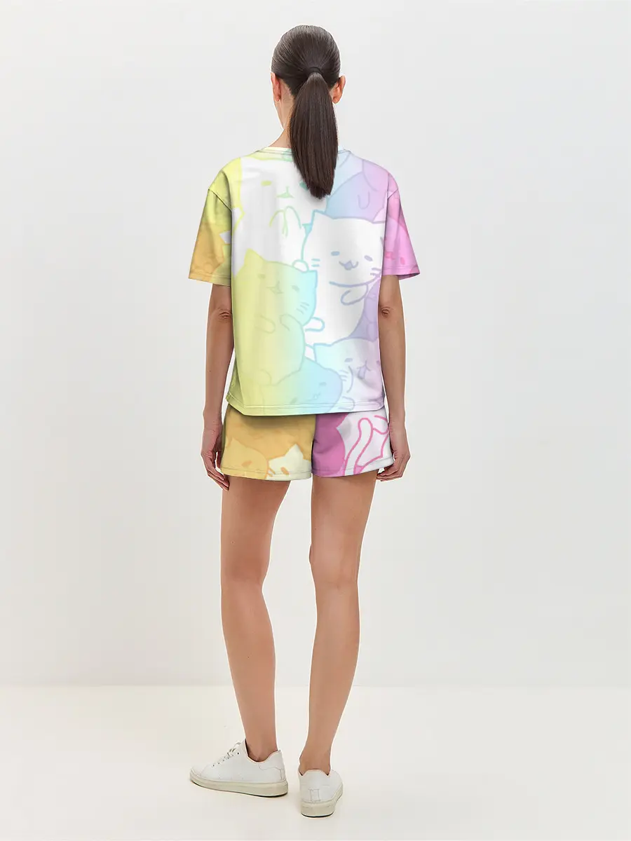 Женская пижама с шортами / Котоколлаж 05