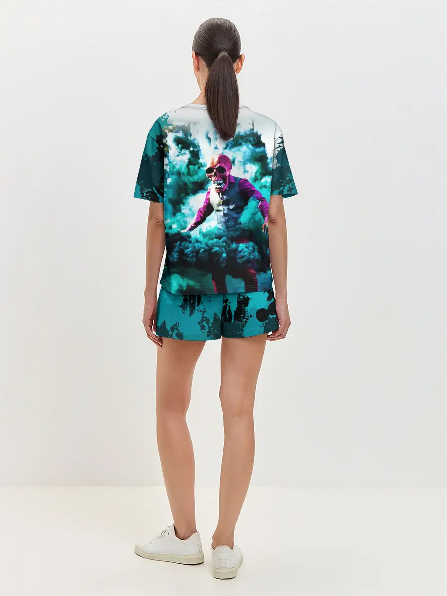 Женская пижама с шортами / Череп в дыму